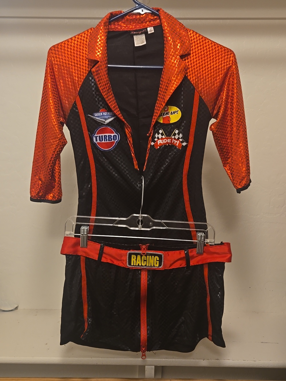Sexy Racing Flag Girl Costume - Black & Red View 2